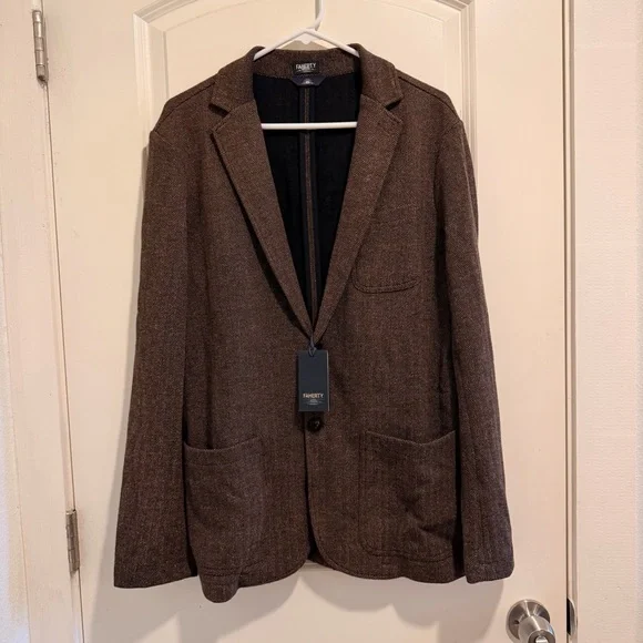 Faherty Men’s Blazer - Woodland Herringbone (Brown)